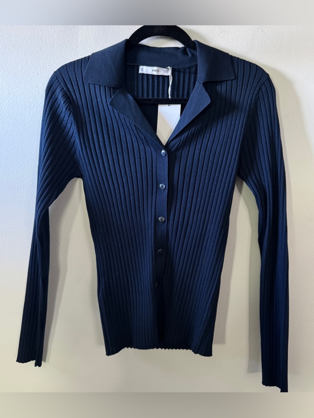 Mango Black Ribbed Button-Up Cardigan - Picture 3 of 4